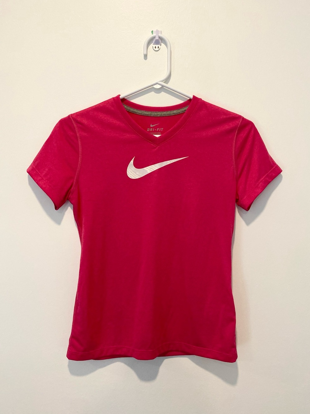 Nike Women's Bright Pink V-Neck Dri-FIT Tee